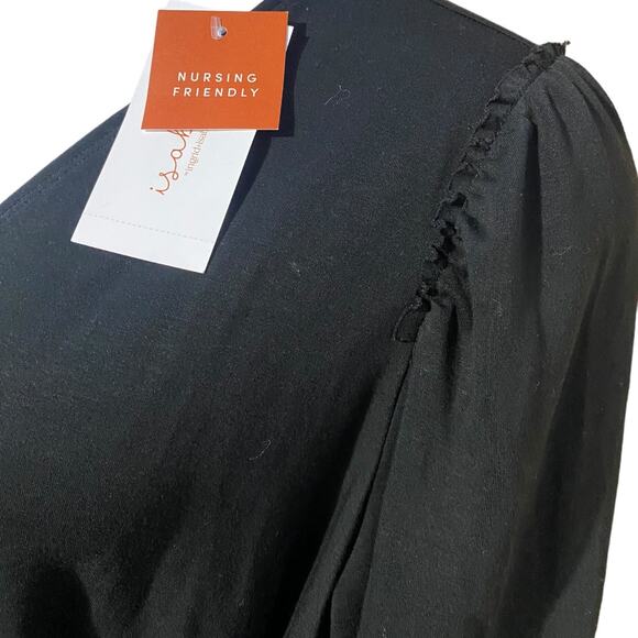 Isabel Maternity Nursing friendly black 3/4 sleeve wrap blouse NWT Large - Picture 4 of 10